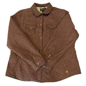 Ariat Women's Sz XL Brown quilted jacket geometric pattern green inner lining